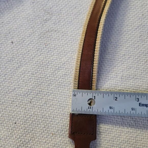 J crew vintage brown leather and canvas webbing belt - Picture 6 of 13